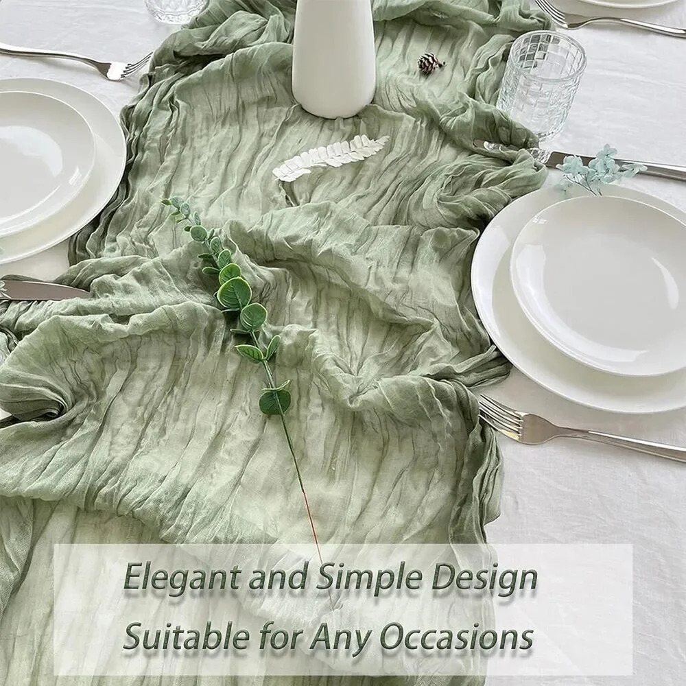 4 Pack Sage Green Cheesecloth Table Runner 120